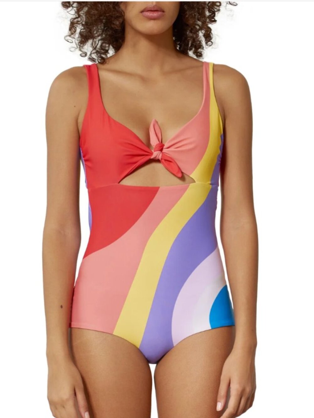 Mara Hoffman Adeline One Piece Tie Front Colorful Swimsuit Size Small